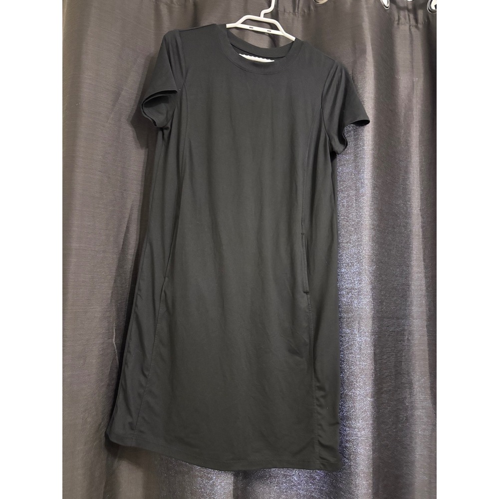 HYBA t-shirt dress women size M black dry-lux short sleeve active mini pockets